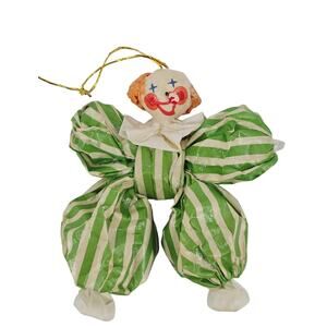 Vintage 1970's Paper Mache Clown Christmas Ornament Folk Art Mexico Payaso 3.5"